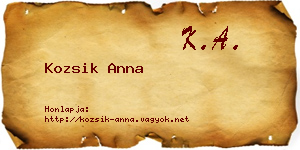Kozsik Anna névjegykártya