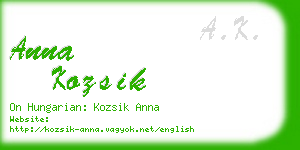 anna kozsik business card